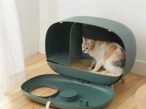 img 1 attached to 🐾 Efficient MS Cat Litter Box: Enclosed Design, Easy Handling & Cleaning, No Sand Leakage, Spacious with Scoop