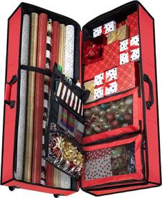 img 4 attached to 🎁 ZOBER Premium Multi-Featured Wrap and Accessory Storage Organizer with Wheels, Mesh Pockets, Removable Bins, and Loops - Ideal X-Mas Decorations and Accessory Organizer with Compartments