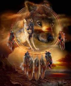 img 4 attached to 🐺 Dream Catcher Wolf: 5D Diamond Painting Kit for Stunning DIY Diamond Art, Full Drill Rhinestone Dream Chaser –12x16inch