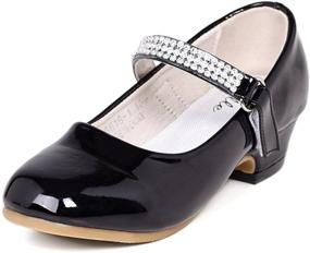img 2 attached to Stelle Girls Mary Jane Shoes: Elegant Low Heel Party Dress Shoes for Kids