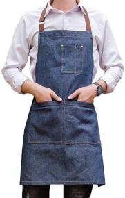 img 4 attached to Yiswear Unisex Adjustable Denim Apron with Multi Pockets for Chef Kitchen BBQ and Studio - Ultimate Utility for All