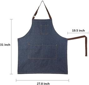 img 1 attached to Yiswear Unisex Adjustable Denim Apron with Multi Pockets for Chef Kitchen BBQ and Studio - Ultimate Utility for All