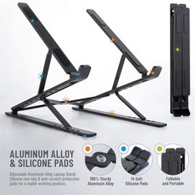 img 2 attached to 2021 Enhanced 2-Layer Height Adjustable Laptop Stand for Desk - Multi-Angle, Lightweight Ergonomic Portable Laptop Stands - Foldable Aluminum Riser for MacBook Pro Air and Devices up to 15.6 inches