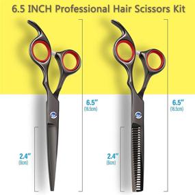 img 1 attached to 💇 Haircut Scissors Set - Iusmnur 6.5” Professional Barber Shears with Detachable Finger Inserts for Hair Cutting, Japanese Stainless Steel Razor Edge Sharp Blades Barber Scissors (2-PACK)