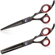 💇 haircut scissors set - iusmnur 6.5” professional barber shears with detachable finger inserts for hair cutting, japanese stainless steel razor edge sharp blades barber scissors (2-pack) logo