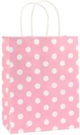 🛍️ 25pcs bagdream shopping bags 8x4.25x10.5 inches - pink dot paper bags with handles, perfect for retail, holidays, and gifts logo
