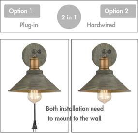 img 2 attached to 🛋️ Set of 2 Vintage Swing Arm Wall Sconces: Bedroom Bath Wall Lamps, Hardwired or Plug-in