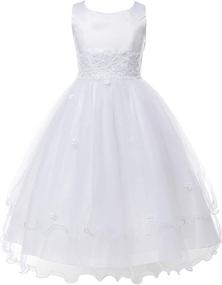 img 4 attached to White Cap Sleeved First Holy Communion Dress for Flower Girls - Big Girls