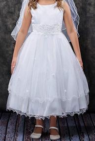 img 1 attached to White Cap Sleeved First Holy Communion Dress for Flower Girls - Big Girls