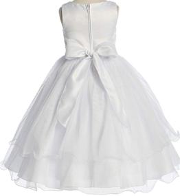 img 3 attached to White Cap Sleeved First Holy Communion Dress for Flower Girls - Big Girls