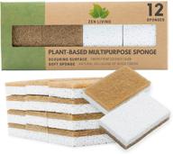 🌿 12-pack natural kitchen sponges - eco-friendly scrub pads for dishes - non-scratch, odor-free, biodegradable plant-based cleaning accessories logo