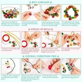 img 1 attached to 🎄 536-Piece Christmas Jingle Bell Wreath Ornament Craft Kit - Jingle Bell, Metallic Chenille Stems, Glitter Pompoms, Ribbon, Cotton Rope, Instruction Book for Kids - Holiday DIY Bracelets, Xmas Tree Decor by Whaline