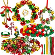 🎄 536-piece christmas jingle bell wreath ornament craft kit - jingle bell, metallic chenille stems, glitter pompoms, ribbon, cotton rope, instruction book for kids - holiday diy bracelets, xmas tree decor by whaline logo