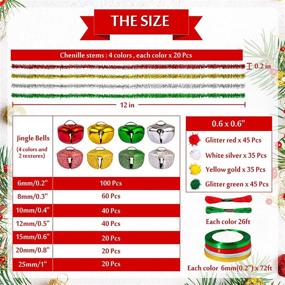 img 2 attached to 🎄 536-Piece Christmas Jingle Bell Wreath Ornament Craft Kit - Jingle Bell, Metallic Chenille Stems, Glitter Pompoms, Ribbon, Cotton Rope, Instruction Book for Kids - Holiday DIY Bracelets, Xmas Tree Decor by Whaline