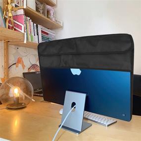 img 1 attached to 🖥️ Stylish PU Leather Dust Cover with Rear Pocket for iMac 24" - Ensure Optimal Protection!