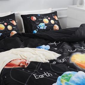 img 2 attached to 🌌 Ylehoc Solar System Comforter Set Twin: Outer Space Bedding for Boys - 3 Pc Universe Planets Theme, Ultra-Soft Microfiber, All Seasons Bedroom & Sofa Décor