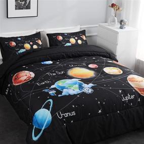 img 3 attached to 🌌 Ylehoc Solar System Comforter Set Twin: Outer Space Bedding for Boys - 3 Pc Universe Planets Theme, Ultra-Soft Microfiber, All Seasons Bedroom & Sofa Décor