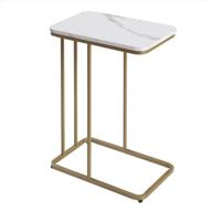 ✨ c-shaped end table, dorriss small end table with mdf marble texture, modern simplicity coffee table, steel frame for living room and bedroom (white) logo