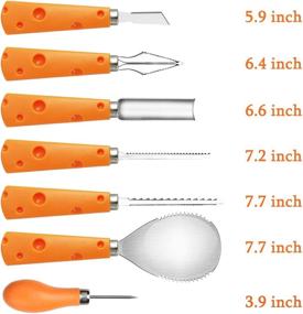 img 3 attached to FEONRJIEY Набор для вырезания тыквы на Хэллоуин - Сумка для переноски, 7 профессиональных инструментов из нержавеющей стали - Набор для тяжелой работы по вырезанию тыквы для детей и взрослых