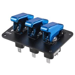 img 2 attached to 🏎️ JIANFA Universal Car Toggle Switch Panel - 12V Ignition Switch, Blue Plating Cover, Anodized Surface - Ideal for Racing Sport Competitive Cars