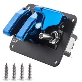 img 3 attached to 🏎️ JIANFA Universal Car Toggle Switch Panel - 12V Ignition Switch, Blue Plating Cover, Anodized Surface - Ideal for Racing Sport Competitive Cars