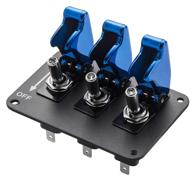 🏎️ jianfa universal car toggle switch panel - 12v ignition switch, blue plating cover, anodized surface - ideal for racing sport competitive cars logo