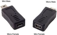 🔌 2-pack mini usb male to micro usb 5pin female & mini female to micro male extension adapter - black logo