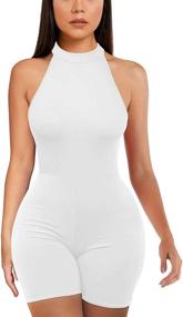 img 4 attached to BEAGIMEG Womens Sleeveless Jumpsuit Bodycon Women's Clothing for Jumpsuits, Rompers & Overalls