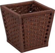 ml-7031 dark brown stain paper rope wicker waste basket: ideal for bedrooms & bathrooms logo