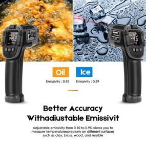 img 1 attached to 🌡️ SOVARCATE Infrared Thermometer: Digital IR Laser Temperature Gun with High/Low Temperature Alarm -58°F~1112°F – Ideal for Cooking, Air, and Refrigerator