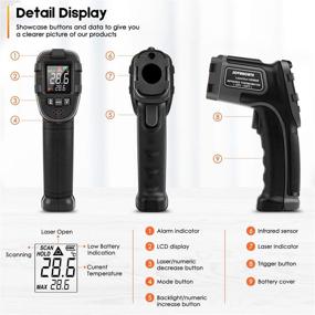 img 3 attached to 🌡️ SOVARCATE Infrared Thermometer: Digital IR Laser Temperature Gun with High/Low Temperature Alarm -58°F~1112°F – Ideal for Cooking, Air, and Refrigerator