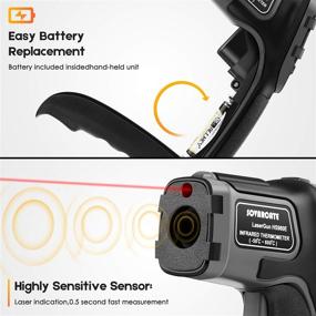 img 2 attached to 🌡️ SOVARCATE Infrared Thermometer: Digital IR Laser Temperature Gun with High/Low Temperature Alarm -58°F~1112°F – Ideal for Cooking, Air, and Refrigerator