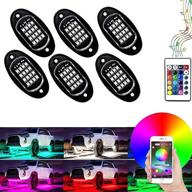 🚙 nbwdy 6подсветка rgb 64 светодиода rock lights для автомобиля с контролем через приложение и ик-пультом, функцией таймера, режимом музыки - комплект подсветки для автомобилей off road truck suv atv rzr rv golf ford chevy boat car логотип