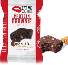 img 4 attached to 🥜 Peanut Butter Bliss Protein Brownie by Eat Me Guilt Free - 14G Protein, Low Carb, Keto-Friendly, Low Sugar, Non GMO, No Preservatives, Low Calorie Snack or Dessert - Pack of 12