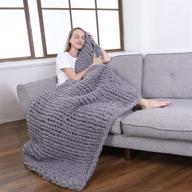 ahomex chenille chunky knit blanket - luxuriously cozy dark grey blanket for bed & sofa - perfect gift! (47''x71'') logo