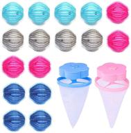 🐾 efficient 16 pcs pet hair remover for laundry + 2 pcs washing machine hair catcher set: reusable lint remover balls & cleaning mesh bag logo