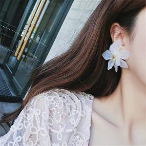 img 1 attached to 🌸 SLSF Bohemian Large Matte Resin Flower Stud Earrings | Handmade Dainty Acrylic Flower Petal Dangle Drop Earrings | Elegant Statement Jewelry for Women & Girls | Unique Gift Idea