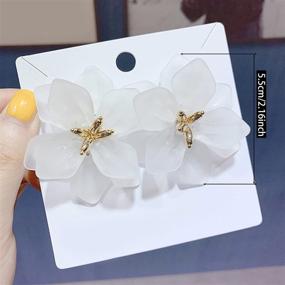 img 3 attached to 🌸 SLSF Bohemian Large Matte Resin Flower Stud Earrings | Handmade Dainty Acrylic Flower Petal Dangle Drop Earrings | Elegant Statement Jewelry for Women & Girls | Unique Gift Idea