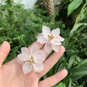 img 2 attached to 🌸 SLSF Bohemian Large Matte Resin Flower Stud Earrings | Handmade Dainty Acrylic Flower Petal Dangle Drop Earrings | Elegant Statement Jewelry for Women & Girls | Unique Gift Idea