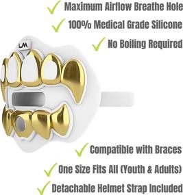 img 2 attached to 🏈 Loudmouth Football Mouth Guard: 3D Chrome Grillz Adult & Youth Lip and Teeth Protector, Maximum Air Flow Mouth Piece for Sports