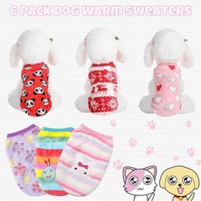 img 2 attached to 🐾 Cozy Winter Pet Sweaters: 6-Piece Flannel Dog Vest Set for Chihuahuas, Yorkies, Dachshunds - Ideal for Male and Female Dogs and Cats