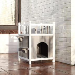 img 3 attached to 🐾 TRIXIE Wooden Pet Home with Balcony, Gray/White: A Perfect Retreat for Your Beloved Pets