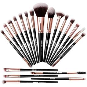 img 4 attached to 💼 20 Pcs Professional Travel Makeup Brush Set in Black Gold - Ideal for Foundation, Eyeshadow, Blush, and Concealers