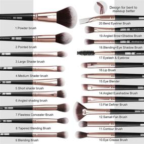 img 3 attached to 💼 20 Pcs Professional Travel Makeup Brush Set in Black Gold - Ideal for Foundation, Eyeshadow, Blush, and Concealers