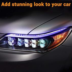 img 2 attached to 🚗 SS VISION RGB Car Headlight LED Strip Tube Light - Multi-Color Daytime Running Light with Sequential Turn Signal, Remote Control, White Amber Switchback, Waterproof Decorative Lamp