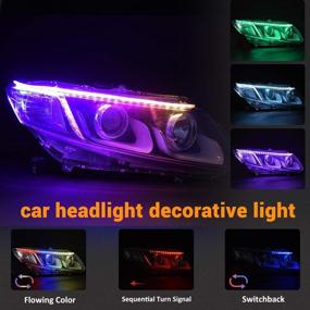 img 3 attached to 🚗 SS VISION RGB Car Headlight LED Strip Tube Light - Multi-Color Daytime Running Light with Sequential Turn Signal, Remote Control, White Amber Switchback, Waterproof Decorative Lamp