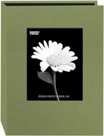 📷 pioneer photo da-57cbf/sg: 24-pocket frame cover album for 5x7 prints in sage green fabric logo