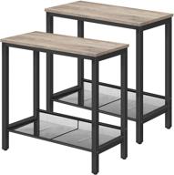 h00bro side tables: set of 2 narrow nightstands with adjustable mesh shelf for small spaces logo