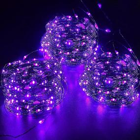 img 3 attached to 🎃 Halloween String Lights 3 Pack - 300LED/99Ft Fairy Light Set for Indoor/Outdoor Decor - Timer Remote, 8 Modes, Waterproof, Purple