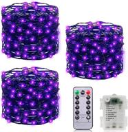 🎃 halloween string lights 3 pack - 300led/99ft fairy light set for indoor/outdoor decor - timer remote, 8 modes, waterproof, purple логотип